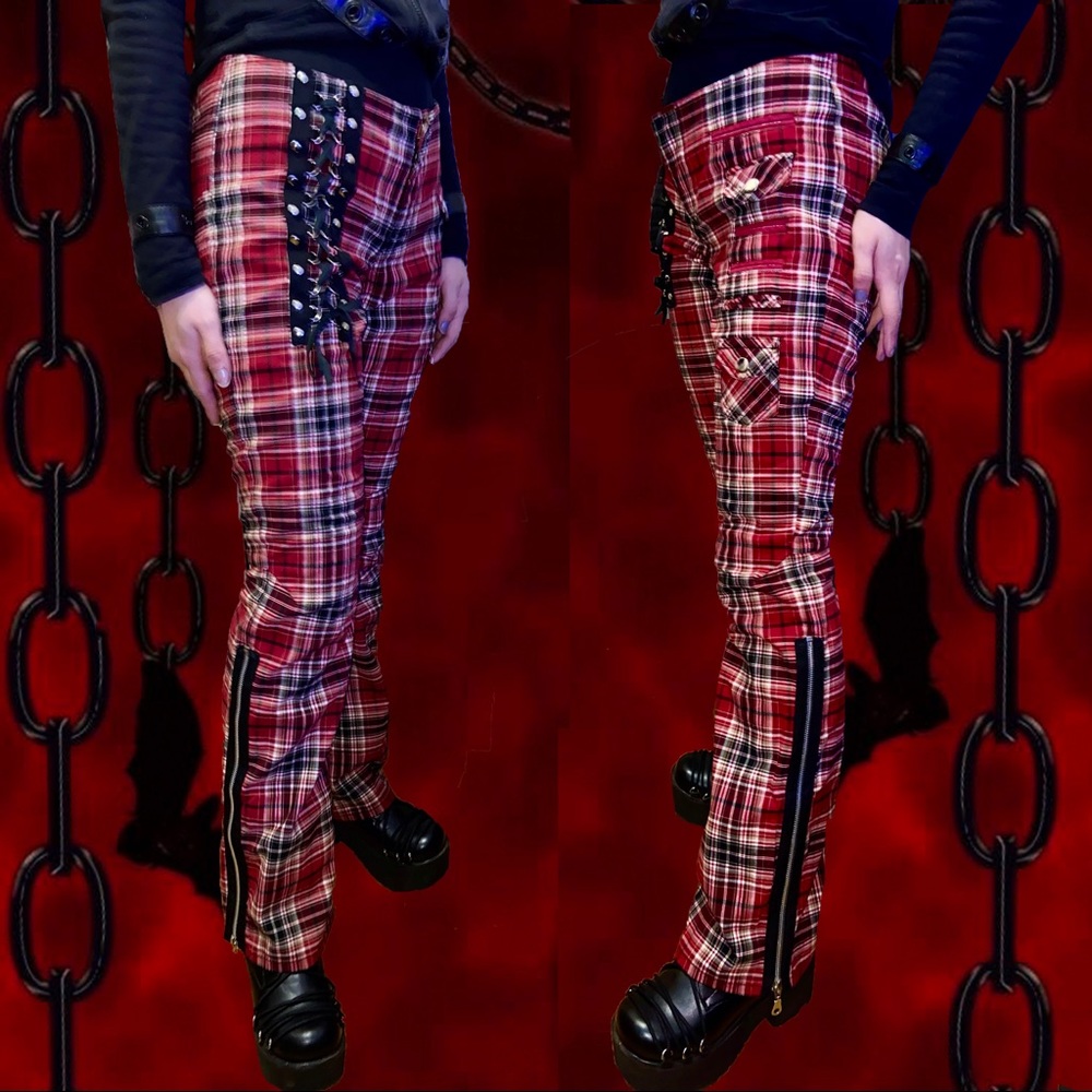 Red plaid pants reworked by me